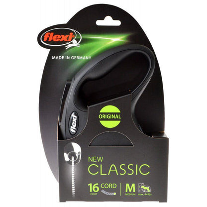 Flexi New Classic Retractable Cord Leash - Black-Dog-Flexi-Medium - 16' Cord (Pets up to 44 lbs)-