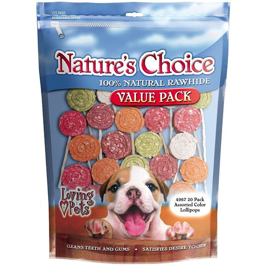 Loving Pets Nature's Choice Natural Rawhide Munchy Lollipops-Dog-Loving Pets-20 Pack-