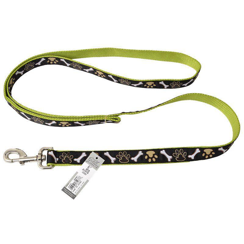 Pet Attire Ribbon Brown Paws & Bones Nylon Dog Leash-Dog-Coastal Pet-6' Long x 1" Wide-
