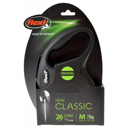 Flexi New Classic Retractable Cord Leash - Black-Dog-Flexi-Medium - 26' Cord (Pets up to 44 lbs)-