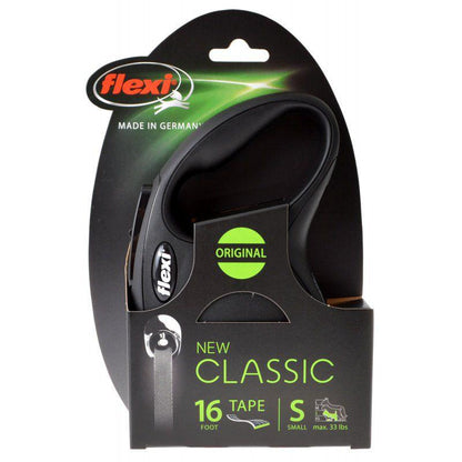 Flexi New Classic Retractable Tape Leash - Black-Dog-Flexi-Small - 16' Lead (Pets up to 33 lbs)-