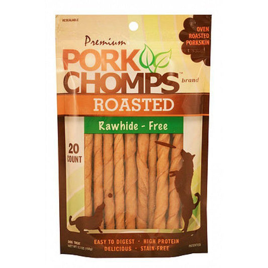 Pork Chomps Roasted Rawhide-Free Porkskin Twists-Dog-Scott Pet-Small - 20 Pack-