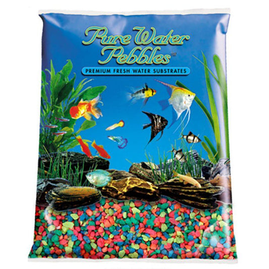 Pure Water Pebbles Aquarium Gravel - Neon Rainbow-Fish-Pure Water Pebbles-5 lbs (3.1-6.3 mm Grain)-