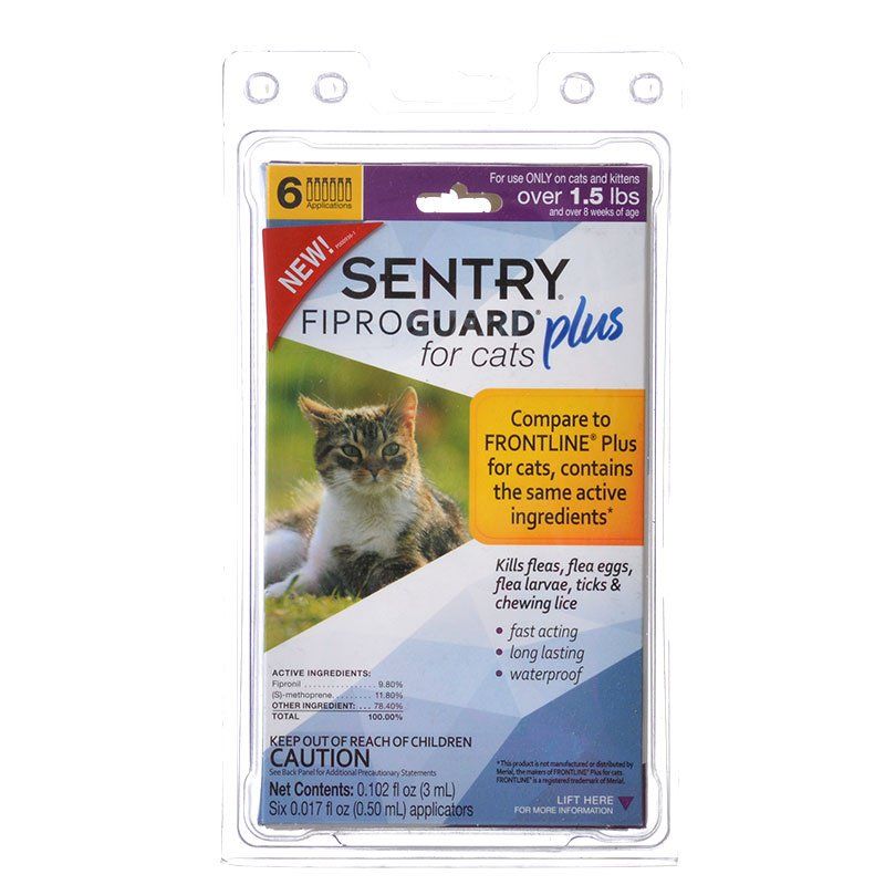 Sentry Fiproguard Plus for Cats & Kittens-Cat-Sentry-6 Applications - (Cats over 1.5 lbs)-