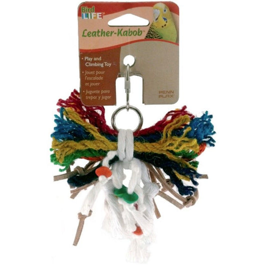 Penn Plax Bird Life Leather-Kabob Parakeet Toy-Bird-Penn Plax-4.5" Long-