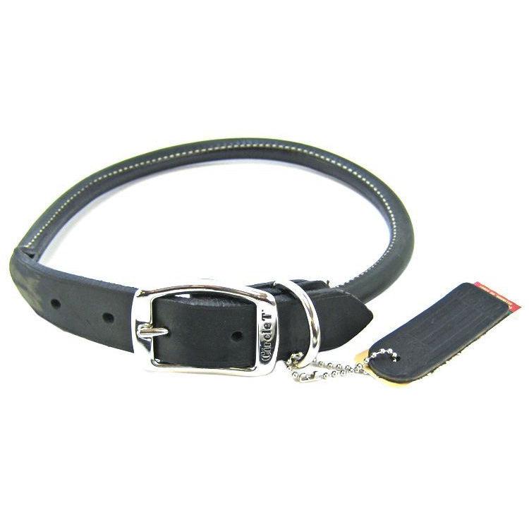 Circle T Pet Leather Round Collar - Black-Dog-Circle T Leather-22" Neck-