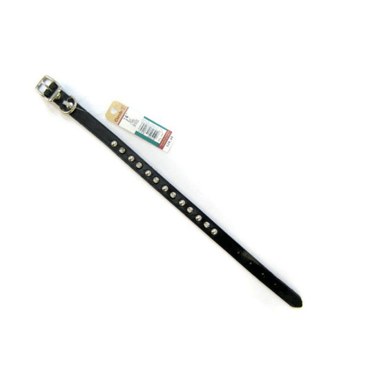 Circle T Leather Spiked Collar - Black-Dog-Circle T Leather-14" Long x 5/8" Wide-