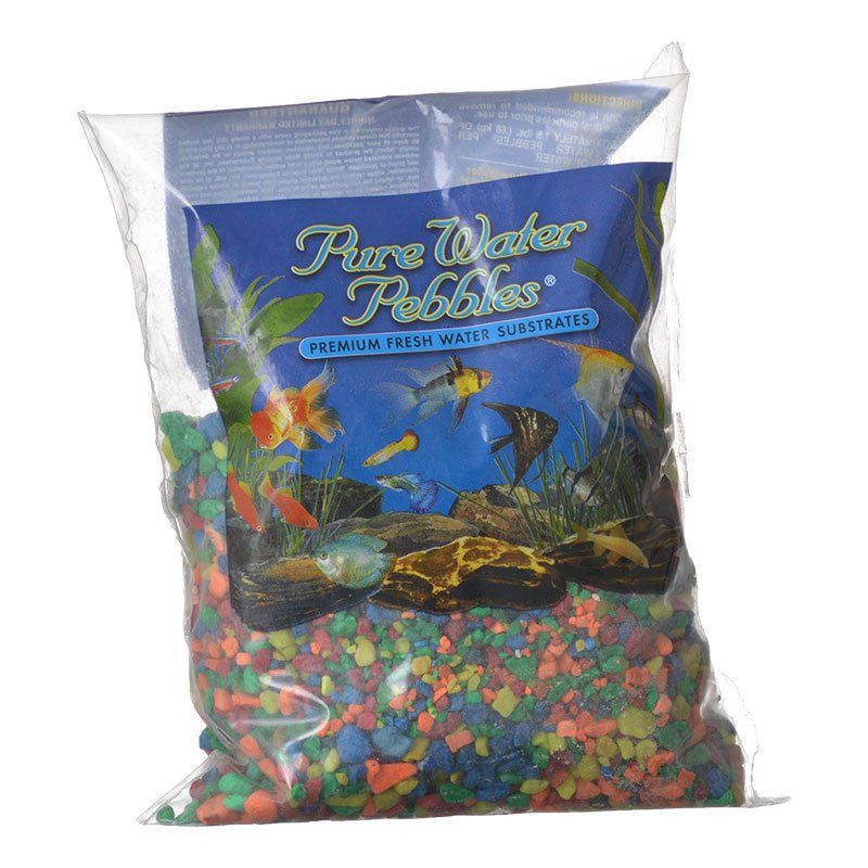 Pure Water Pebbles Aquarium Gravel - Neon Rainbow-Fish-Pure Water Pebbles-2 lbs (3.1-6.3 mm Grain)-