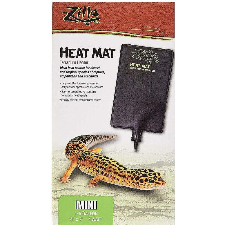 Zilla Heat Mat Terrarium Heater-Reptile-Zilla-Mini - 4 Watt - 1-5 Gallon Tanks - (4" x 7")-