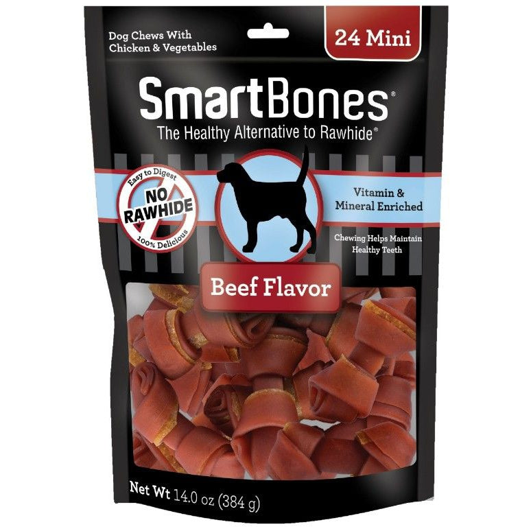 SmartBones Beef & Vegetable Dog Chews-Dog-Smartbones-Mini - 24 Pack - 2.5" Bones - (5-10 lb Dogs)-