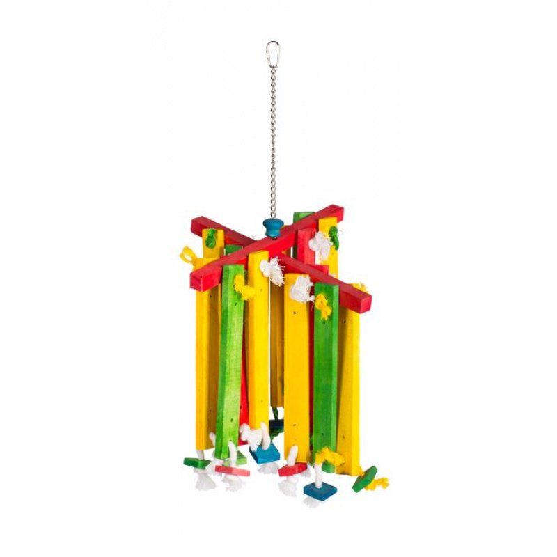 Prevue Bodacious Bites Wood Chimes Bird Toy-Bird-Prevue-1 Pack - (Approx. 12"L x 12"W x 23.25"H)-