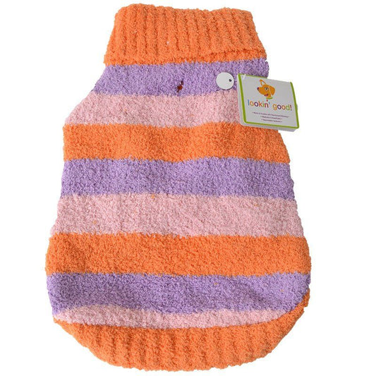 Lookin Good Striped Dog Sweater - Orange-Dog-Fashion Pet-Medium - (Fits 14"-19" Neck to Tail)-