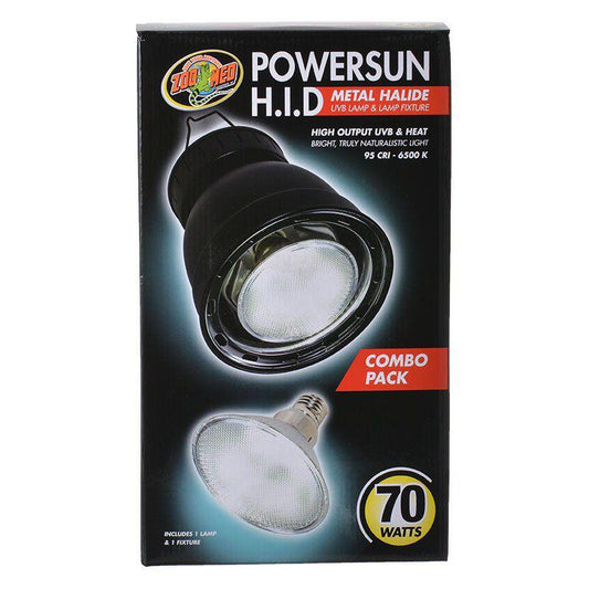 Zoo Med Powersun H.I.D. Metal Halide UVB Lamp & Fixture-Reptile-Zoo Med-70 Watt - (7.5" Diameter)-