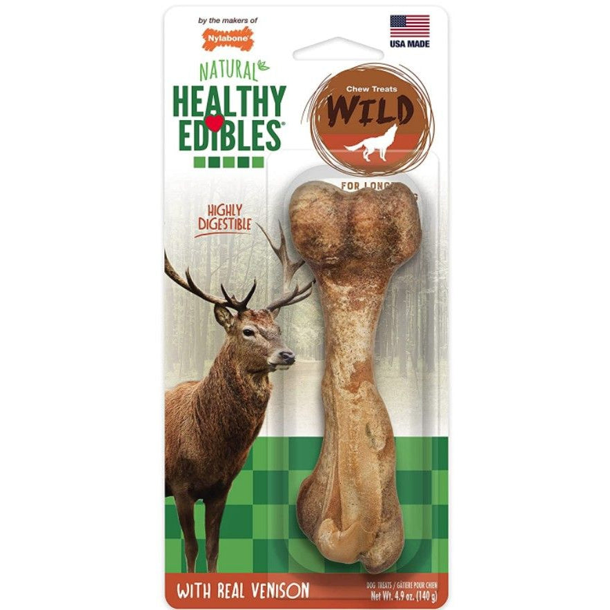 Nylabone Healthy Edibles Wild Chew Bone - Venison-Dog-Nylabone-Large - 1 Pack-
