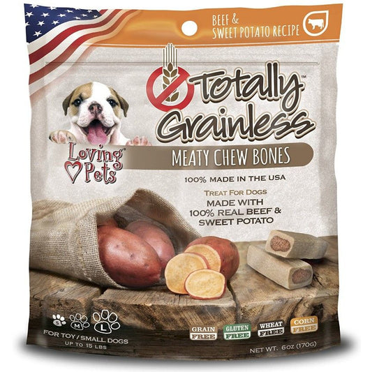 Loving Pets Totally Grainless Meaty Chew Bones - Beef & Sweet Potato-Dog-Loving Pets-Toy/Small Dogs - 6 oz - (Dogs up to 15 lbs)-