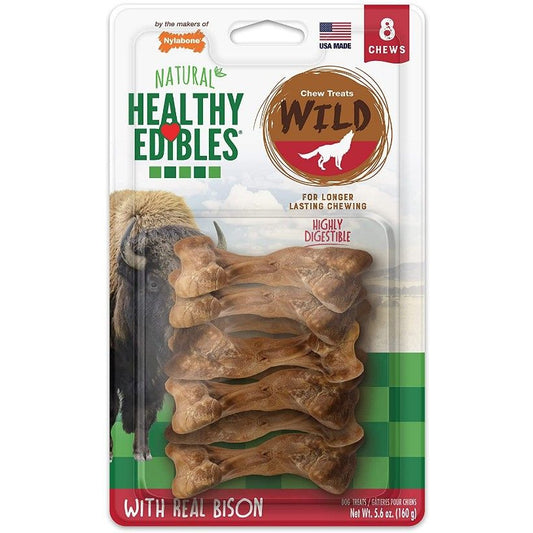 Nylabone Natural Healthy Edibles Wild Bison Chew Treats-Dog-Nylabone-Small - 8 Pack-