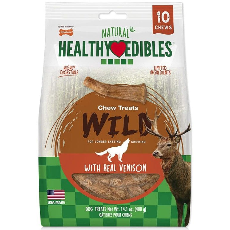 Nylabone Healthy Edibles Wild Antler Chews - Venison-Dog-Nylabone-Medium - 10 Pack-