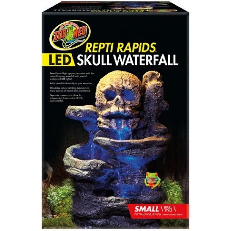 Zoo Med Repti Rapids LED Skull Waterfall-Reptile-Zoo Med-Small - (7.5"L x 5.25"W x 11.25"H)-