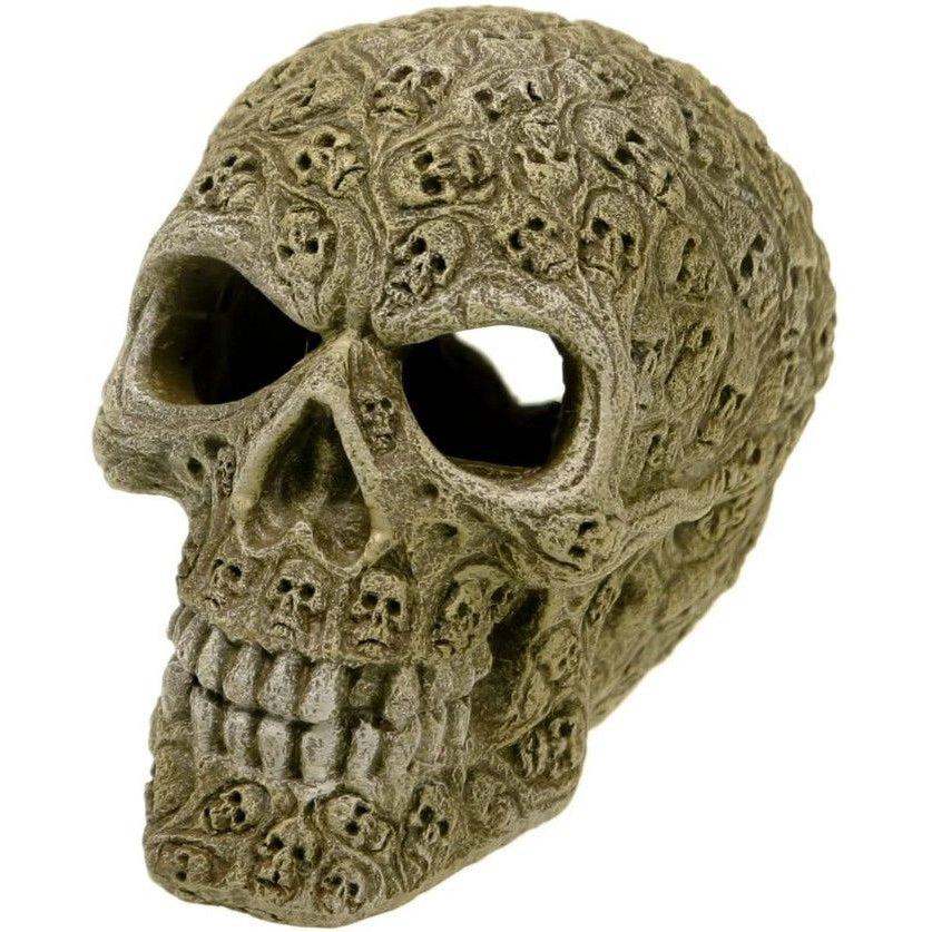 Exotic Environments Haunted Skull Aquarium Ornament-Fish-Blue Ribbon Pet Products-4.5"L x 3"W x 3.75"H-