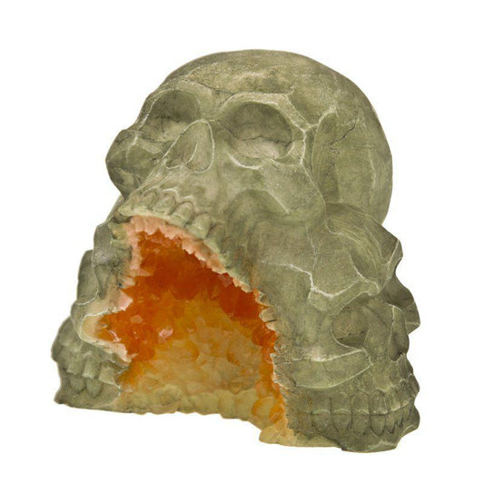Exotic Environments Skull Mountain Geode Stone Aquarium Ornament-Fish-Blue Ribbon Pet Products-5"L x 4.5"W x 4.75"H-