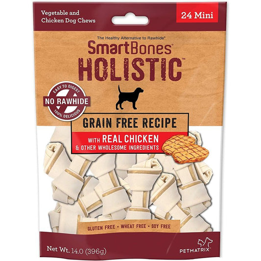 SmartBones Holistic Dog Chews - Chicken-Dog-Smartbones-Mini - 24 Pack - (Dogs 5-10 lbs)-