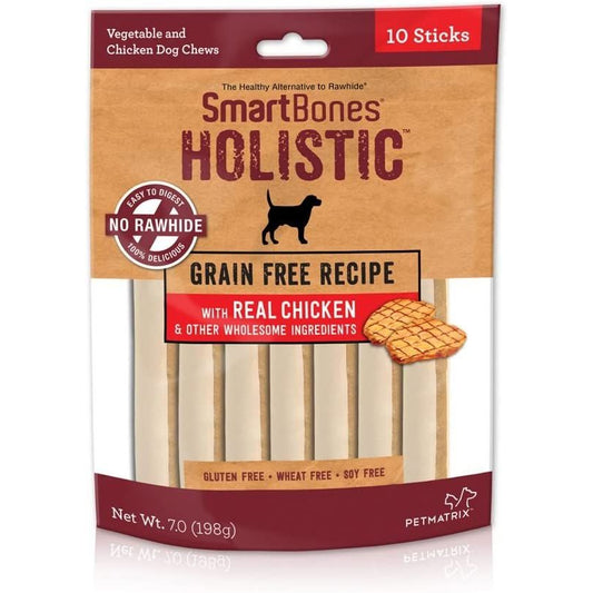 SmartBones Holistic Stick Chews - Chicken-Dog-Smartbones-10 Pack - (5" Sticks)-