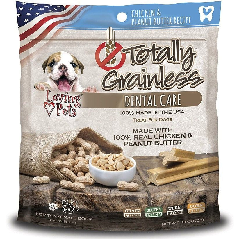 Loving Pets Totally Grainless Dental Care Chews - Chicken & Peanut Butter-Dog-Loving Pets-Toy/Small Dogs - 6 oz - (Dogs up to 15 lbs)-