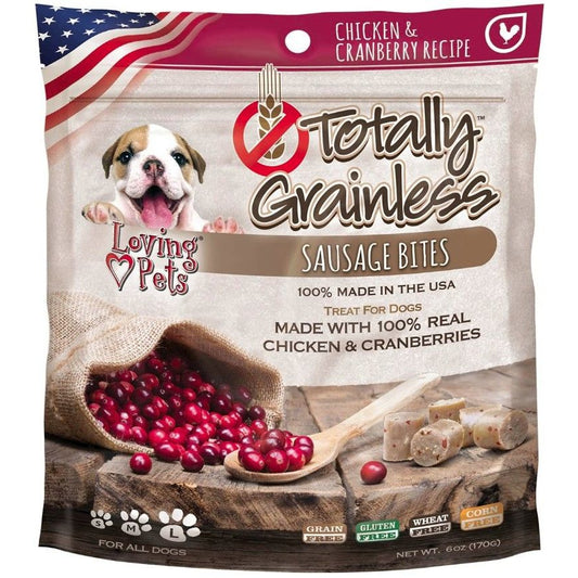 Loving Pets Totally Grainless Sausage Bites - Chicken & Cranberries-Dog-Loving Pets-All Dogs - 6 oz-