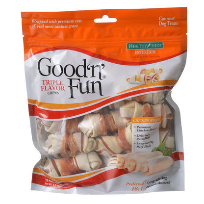Healthy Hide Good 'n' Fun Triple-Flavor Bones - Beef, Pork & Chicken-Dog-Healthy Hide-Mini - 18 Pack-