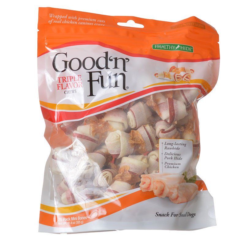 Healthy Hide Good 'n' Fun Triple-Flavor Bones - Beef, Pork & Chicken-Dog-Healthy Hide-Mini - 25 Pack-