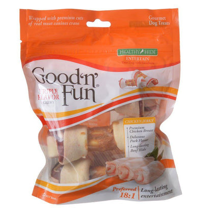 Healthy Hide Good 'n' Fun Triple-Flavor Bones - Beef, Pork & Chicken-Dog-Healthy Hide-Small - 3 Pack - (4" Bones)-