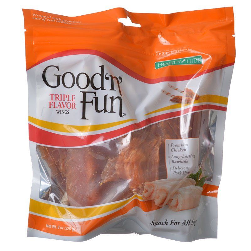 Healthy Hide Good 'n' Fun Triple-Flavor Wings - Chicken, Rawhide & Pork Hide-Dog-Healthy Hide-8 oz-