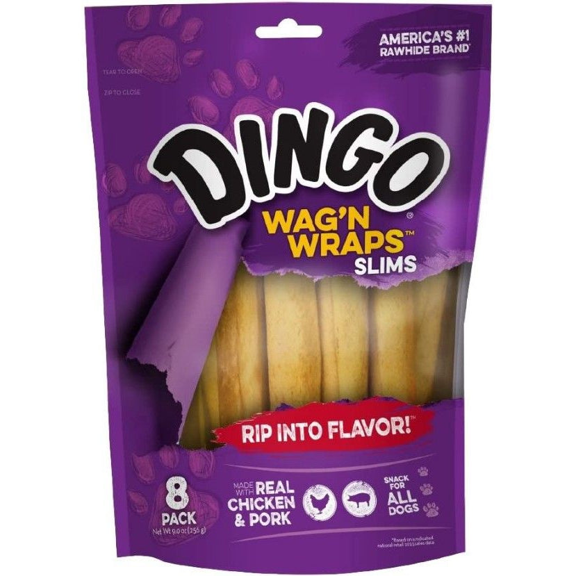 Dingo Wag'n Wraps Chicken & Rawhide Chews (No China Sourced Ingredients)-Dog-Dingo-Slims 8 count-