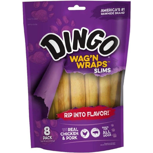 Dingo Wag'n Wraps Chicken & Rawhide Chews (No China Sourced Ingredients)-Dog-Dingo-Slims 8 count-