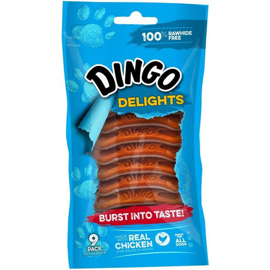 Dingo Delights 100% Rawhide Free Dog Treats with Real Chicken-Dog-Dingo-9 count-