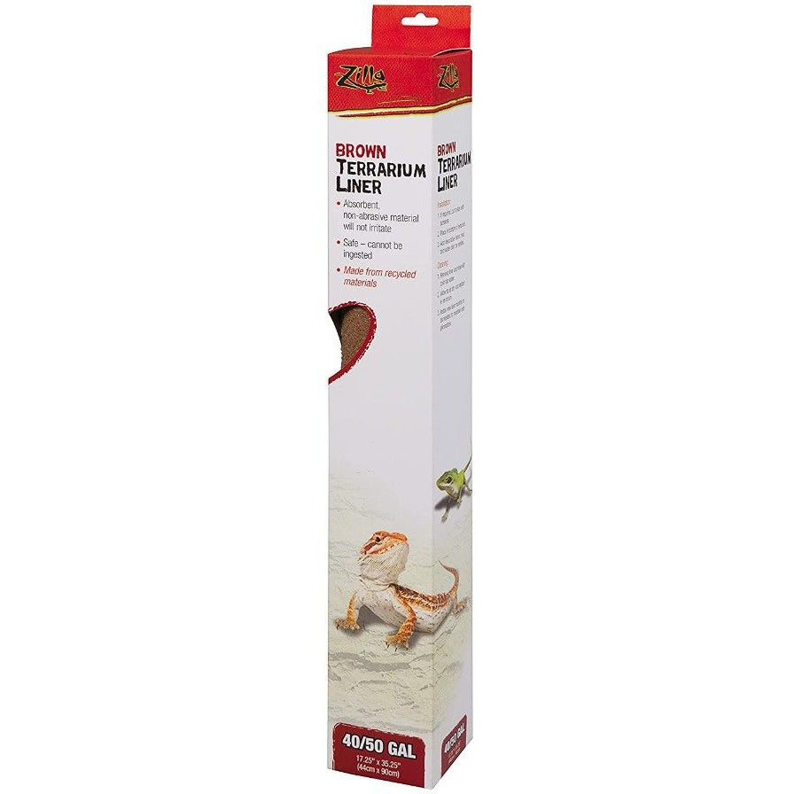 Zilla Brown Terrarium Liner-Reptile-Zilla-40 Breeder/50 Gallon Tanks - (17.25"L x 35.25"W)-