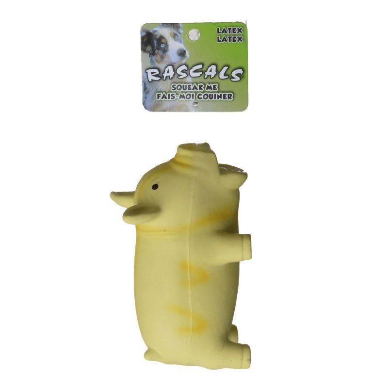 Rascals Latex Grunting Pig Dog Toy - Yellow-Dog-Coastal Pet-6.25" Long-