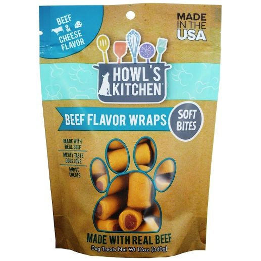 Howl's Kitchen Beef Flavor Wraps Soft Bites - Beef & Cheese Flavor-Dog-Howl's Kitchen-12 oz-