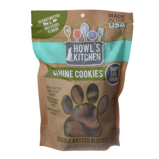 Howl's Kitchen Canine Cookies Double Basted Biscuits - Peanut Butter & Molasses Flavor-Dog-Howl's Kitchen-10 oz-