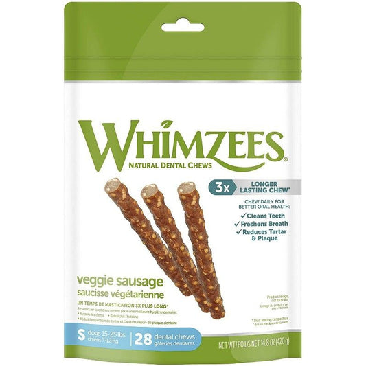 Whimzees Natural Dog Treats - Veggie Sausage Sticks-Dog-Whimzees-Small - 28 Pack - (Dogs 15-25 lbs)-