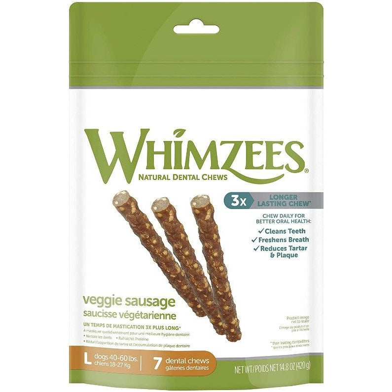 Whimzees Natural Dog Treats - Veggie Sausage Sticks-Dog-Whimzees-Large - 7 Pack - (Dogs 40-60 lbs)-