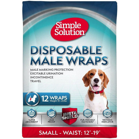 Simple Solution Disposable Male Wraps - Small-Dog-Simple Solution-12 Count-