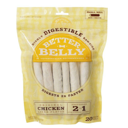 Better Belly Rawhide Chicken Liver Rolls - Small-Dog-Better Belly-20 Count-