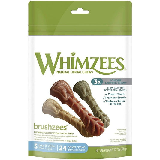 Whimzees Brushzees Dental Treats - Small-Dog-Whimzees-24 Count-