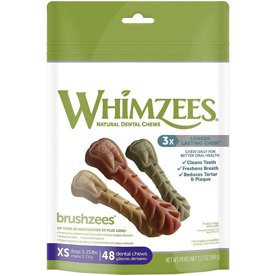 Whimzees Brushzees Dental Treats - X-Small-Dog-Whimzees-48 Count-