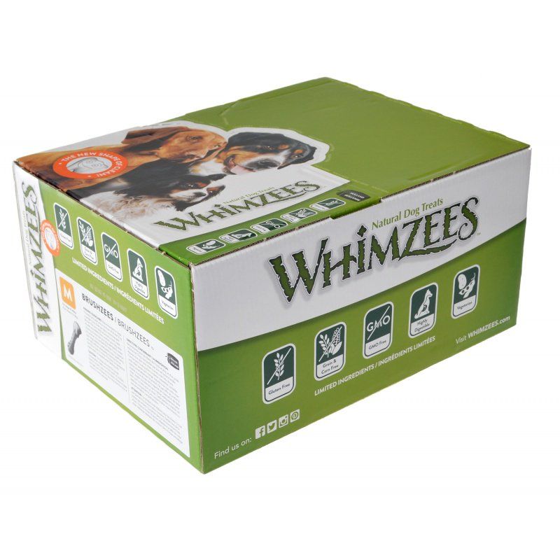 Whimzees Brushzees Medium Dental Treats - Bulk-Dog-Whimzees-75 Count-