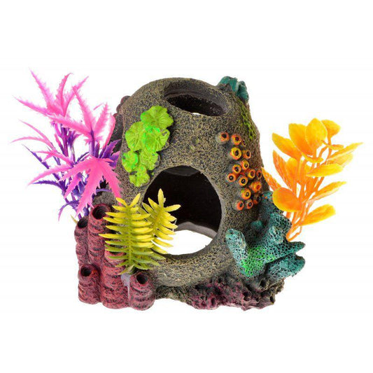 Exotic Environments Sunken Orb Floral Ornament-Fish-Blue Ribbon Pet Products-1 Count-