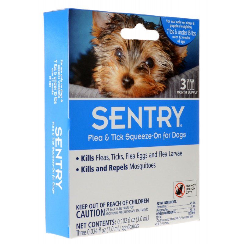 Sentry Flea & Tick Squeeze-On for Dogs-Dog-Sentry-Small - 3 Count - (Dogs 7-15 lbs)-