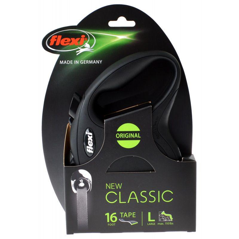 Flexi New Classic Retractable Tape Leash - Black-Dog-Flexi-Large - 16' Tape (Pets up to 110 lbs)-