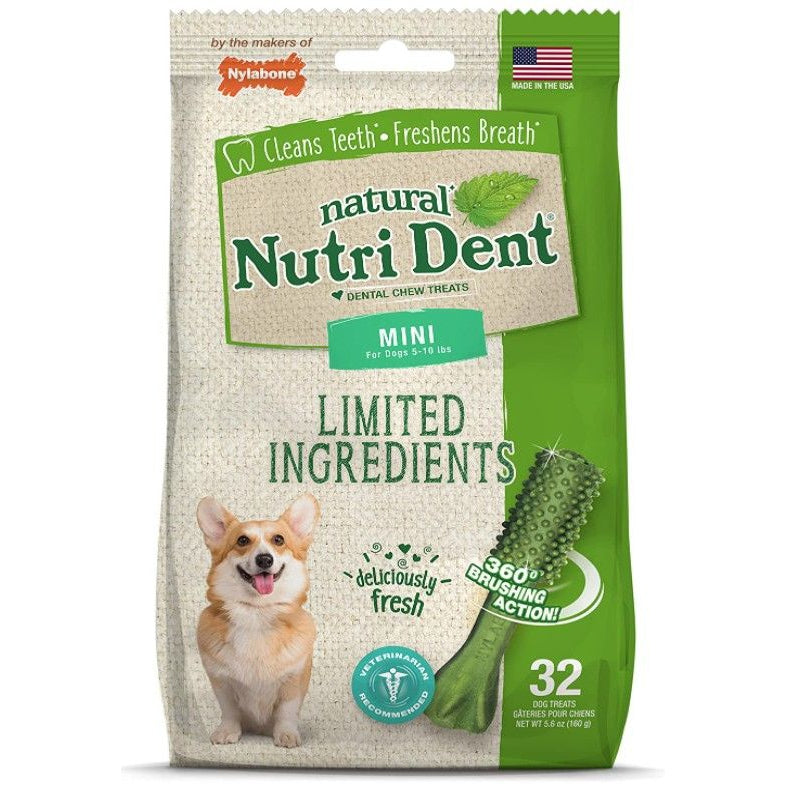 Nylabone Natural Nutri Dent Fresh Breath Dental Chews - Limited Ingredients-Dog-Nylabone-Mini - 32 Count-